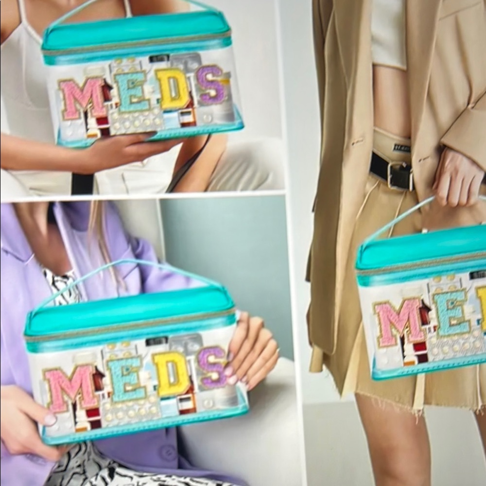 🍒5 items for $25 Last 1 Travel Pouch with Colorful 'MEDS' Embroidery 🆕 - Picture 4 of 5